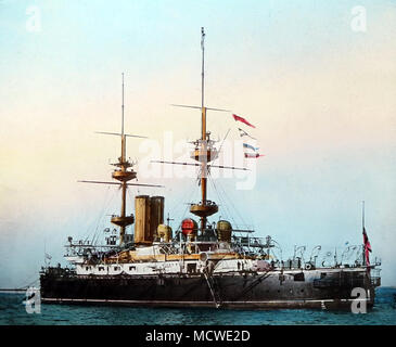 HMS Giove, Royal Navy, probabilmente circa 1900 (colorata a mano foto) Foto Stock