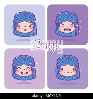 Ragazza carina emojis Illustrazione Vettoriale