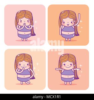 Ragazza carina emojis Illustrazione Vettoriale