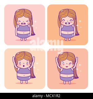 Ragazza carina emojis Illustrazione Vettoriale