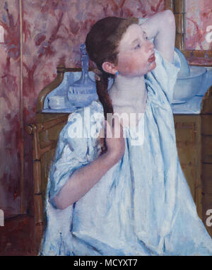 Ragazza disponendo i suoi capelli, Mary Cassatt, 1886, National Gallery of Art di Washington DC, USA, America del Nord Foto Stock