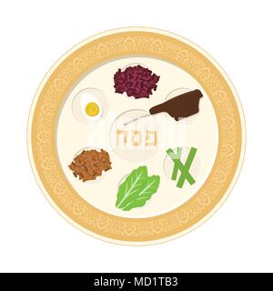 Vacanze di Pasqua seder piastra design piatto icona. Illustrazione Vettoriale