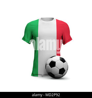 Italia soccer shirt con la bandiera nazionale e sfera di calcio. Il rendering 3D Foto Stock