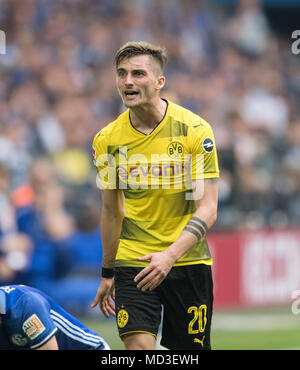 Gelsenkirchen, Deutschland. Xv Apr, 2018. Massimiliano PHILIPP (DO) wuetend, calcio 1. Bundesliga, 30. Giornata, FC Schalke 04 (GE) - Borussia Dortmund (DO) 2: 0, il 15.04.2018 a Gelsenkirchen/Germania. | Utilizzo di credito in tutto il mondo: dpa/Alamy Live News Foto Stock