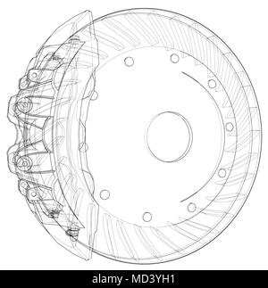 Auto Disco Freno contorno Illustrazione Vettoriale