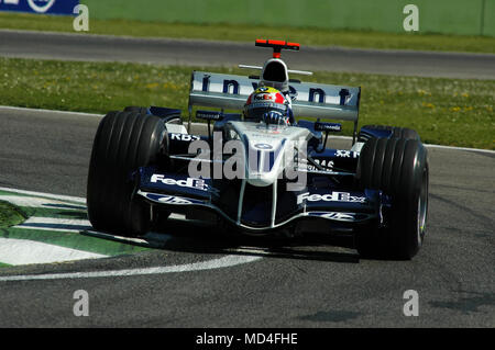 22 aprile 2005, il Gran Premio di San Marino di Formula Uno. Mark Webber drive BMW Williams F1 durante la sessione di Qualyfing sul circuito di Imola in Italia. Foto Stock