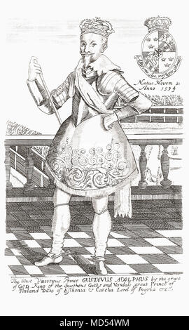 Gustavo Adolfo o Gustav II Adolph, 1594-1632. Re di Svezia. Da Woodburn's galleria di ritratti di rare, pubblicato 1816. Foto Stock