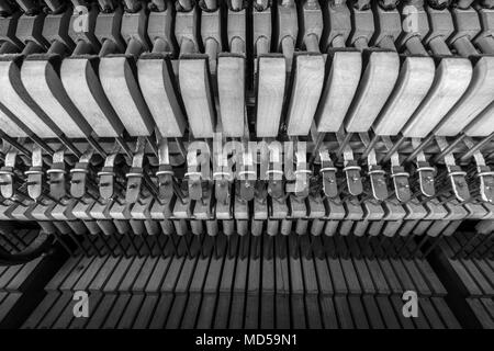 Pianoforte meccanismi interni cose fino Foto Stock