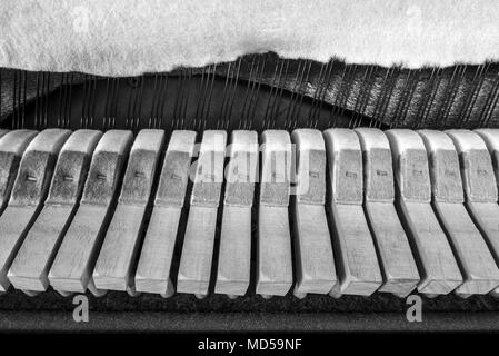 Pianoforte meccanismi interni cose fino Foto Stock