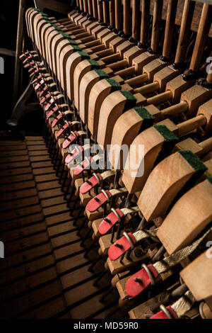 Pianoforte meccanismi interni cose fino Foto Stock