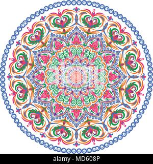 Flower mandala. Vintage di elementi decorativi. Orientaleggiante illustrazione. Arabi, Indiani, turco, Pakistan, motivi ottomano. Illustrazione Vettoriale
