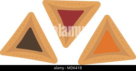 Purim holiday hamantashs design piatto icona. Eps vettoriali10 illustrazione. Illustrazione Vettoriale