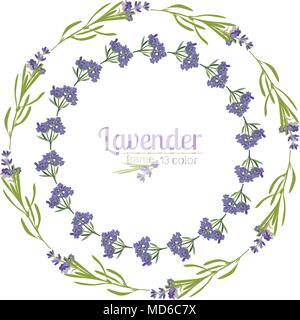 Violetta lavanda belle cornici floreali modello in stile acquerello isolati su sfondo bianco per il design decorativo, scheda di nozze, invito flayer di viaggio Illustrazione Vettoriale