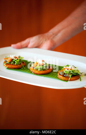 Oyster sopes Ristorante El delfin, San Blas, Riviera Nayarit, Messico Foto Stock