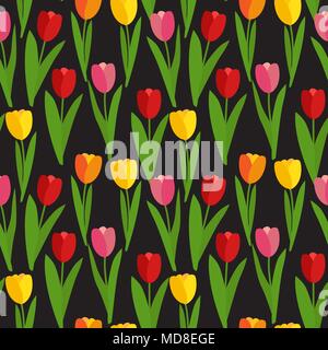 La molla Tulip fiori Seamless sfondo Pattern illustrazione vettoriale Illustrazione Vettoriale