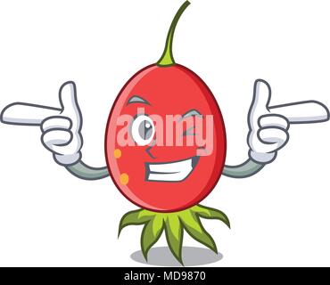 Wink carattere di rosa canina stile cartoon illustrazione vettoriale Illustrazione Vettoriale