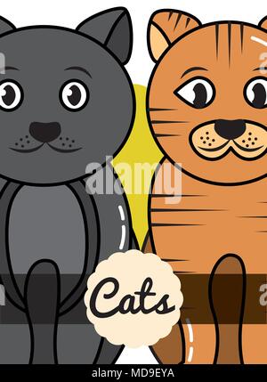 Animali domestici cane e gatto Illustrazione Vettoriale