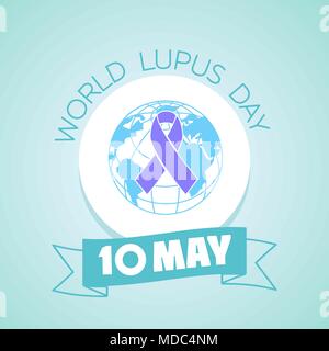 Calendario per ogni giorno il 10 maggio. Biglietto di auguri. Holiday - World Lupus Day. Icona di stile lineare Illustrazione Vettoriale