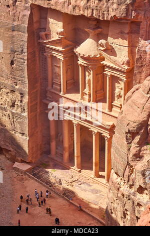 Al Tesoro Khazneh, Petra antica città, Giordania Foto Stock