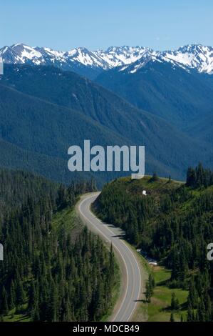 Strada di montagna nel Parco Nazionale di Olympic, Washington noi. Foto Stock