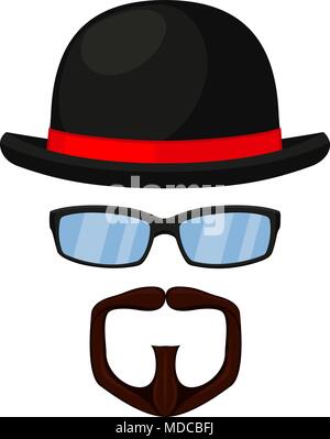 Coloratissimo cartoon hipster avatar Illustrazione Vettoriale