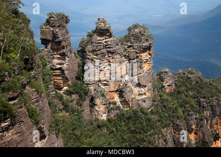 Impressionen: Tre Sorelle, Blue Mountains, Australia. Foto Stock