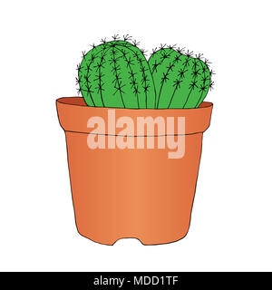 Inchiostro a mano stile bozzetto cactus nel pot. Illustrazione Vettoriale Foto Stock