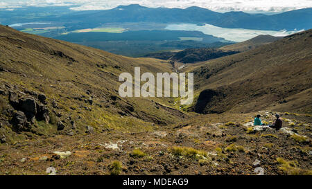 Viste panoramiche durante il passaggio delle Alpi di Tongariro nel Parco Nazionale di Tongariro, Nuova Zelanda Foto Stock