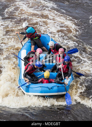 White water rafting a Tees Barrage Internazionale bianco corso d'acqua, Stockton on Tees. Regno Unito Foto Stock