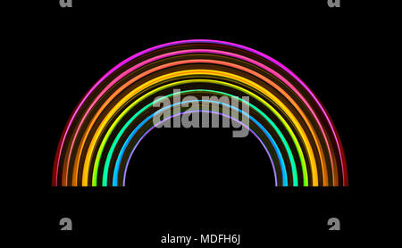 Arcobaleno colorato illustrazione con linee semicircolari nei colori dello spettro, in rappresentanza di inclusività e diversità in un astratto vibrante arc Foto Stock