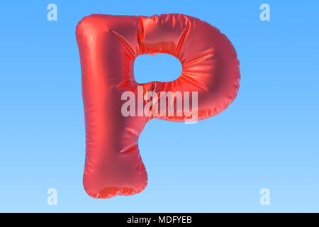 Foglio rosso palloncino lettera P, rendering 3D Foto Stock