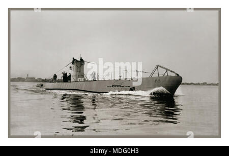 Untersee WW2 German Kriegsmarine Navy of Nazi Germany dal 1935 al 1945 U2 Type Submarine on manovvers Imperial German Navy of the German Empire and the Inter-war Reichsmarine of the Weimar Republic. Foto Stock