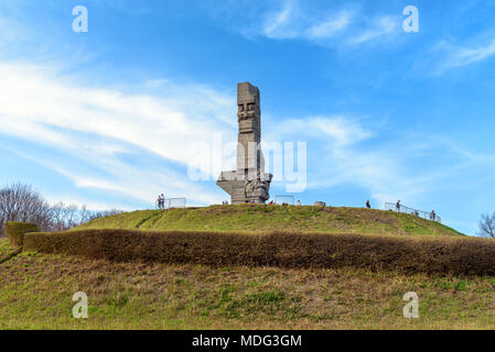 GDANSK WESTERPLATTE, Polonia - 15 Aprile 2017: Westerplatte monumento in memoria del polacco difensori della costa all'inizio della II Guerra Mondiale in Foto Stock