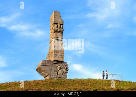 GDANSK WESTERPLATTE, Polonia - 15 Aprile 2017: Westerplatte monumento in memoria del polacco difensori della costa all'inizio della II Guerra Mondiale in Foto Stock