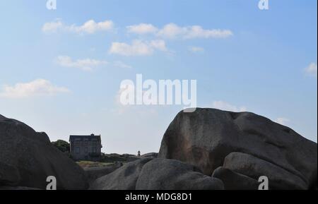 Paesaggio Ploumanach sulla Costa di Granito Rosa, Bretagna Francia Foto Stock