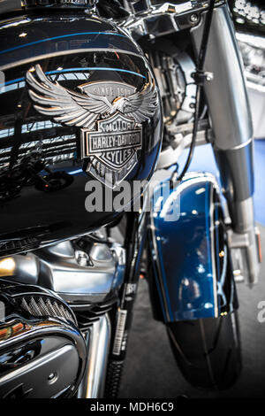 Harley Davidson in Zagreb Auto Show, aprile 2018 Foto Stock