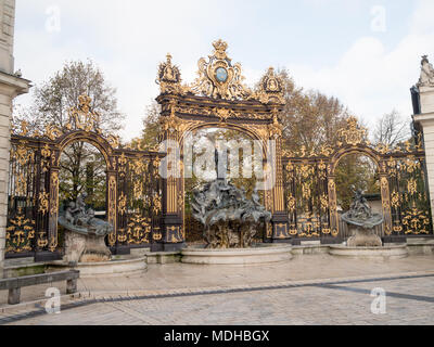 Fontana di Nettuno, Stanislas Square, Nancy Foto Stock