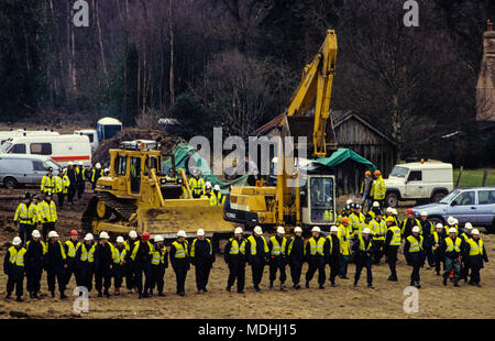 Newbury bypass Road Building e proteste, Newbury, Berkshire, Inghilterra, Regno Unito, GB. Foto Stock