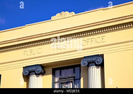 La fiducia del pubblico ufficio edificio Art Deco, Hastings, Hawkes Bay, Nuova Zelanda, Sud Ovest Oceano Pacifico Foto Stock