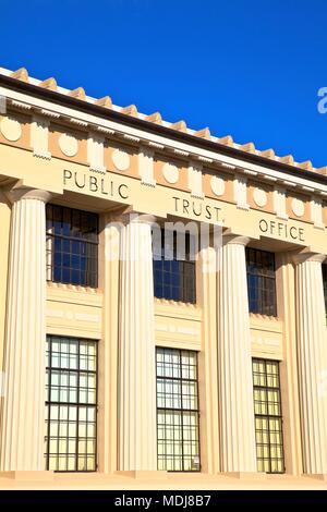 La fiducia del pubblico ufficio, edificio Art Deco, Napier Hawkes Bay, Nuova Zelanda, Sud Ovest Oceano Pacifico Foto Stock