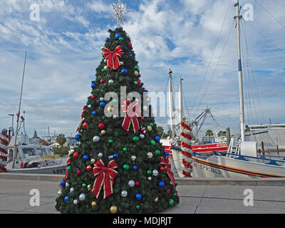 Albero di Natale nel centro della città in Tarpon Springs, in Florida, Stati Uniti d'America 2017 © Katharine Andriotis Foto Stock