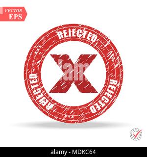 Progettato per il web e interfacce software. Respinto. stamp. rotondo rosso vintage grunge respinto segno eps Illustrazione Vettoriale