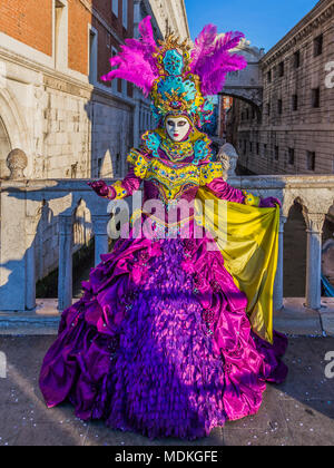 Il Carnevale di Venezia, costumi, maschere, masked ball, febbraio, Piazza San Marco, Piazza San Marco Foto Stock