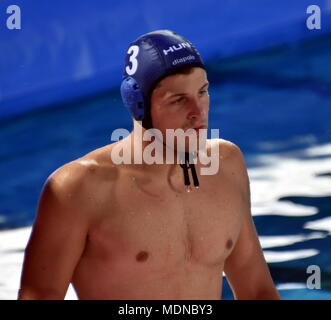 Budapest, Ungheria - Luglio 17, 2017. Krisztian MANHERCZ, ungherese waterpolo player. La pallanuoto Campionato europeo si è tenuto nel Alfred Hajos Swimmin Foto Stock