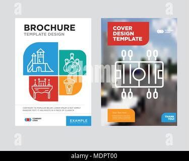 Soccer brochure flyer design modello astratto con sfondo fotografico, popcorn, Bowling, cena, Parco giochi tendenza minimalista business corporate roll up Illustrazione Vettoriale