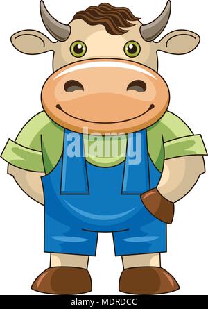 Cartoon carino bull isolato su bianco. Questa illustrazione vettoriale può essere utilizzato come una stampa su magliette o altri usi Illustrazione Vettoriale