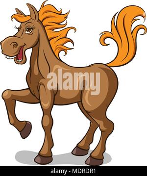 Cartoon cavallo isolato su bianco. Illustrazione Vettoriale Illustrazione Vettoriale