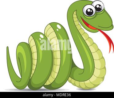 Illustrazione Vettoriale di serpente isolato su bianco Illustrazione Vettoriale