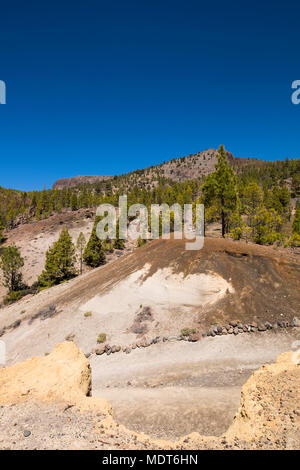 La pomice formazioni di roccia vulcanica scolpita e erose dal vento e acqua nel paesaggio lunare, Paisaje Lunar, parco naturale area in Vilaflor, Tenerife, Foto Stock