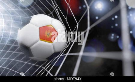 Molto realistico il rendering di un pallone da calcio con la bandiera del Montenegro nel netto.(serie) Foto Stock